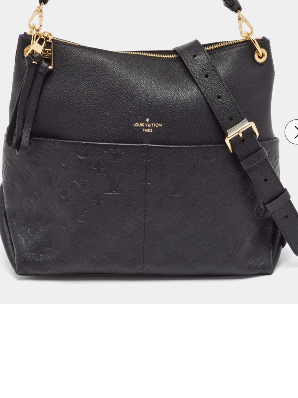 Louis Vuitton maida Black Monogram Embossed Shoulder Tote with Braided Handle